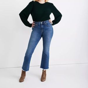 Trendy Madewell High Rise Stretch Cropped Mini Boot Flare Jeans Size 30 Raw Hem